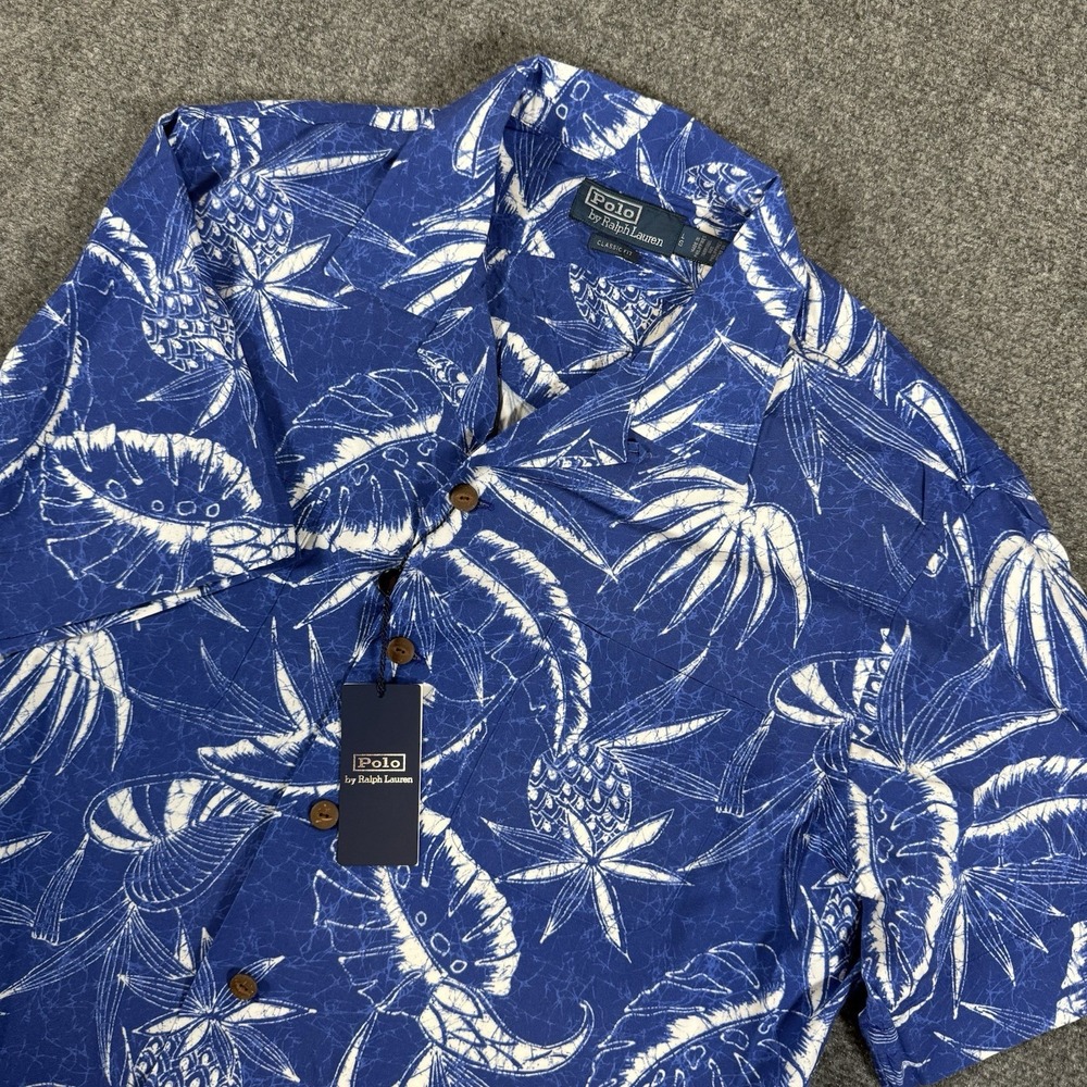 New Polo Ralph Lauren Shirt Mens L‎ Blue Classic Fit Hoffman Camp Hawaiian $168